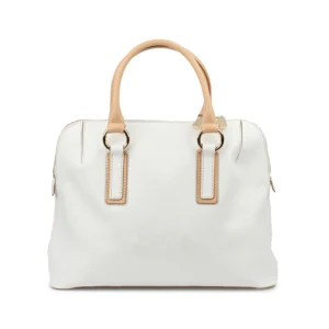 Women’s Premium Leather Top Handle Bag – Elegant White Designer Handbag