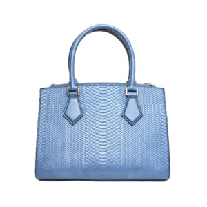 Women’s Premium Top Handle Purse Bag – Textured Blue Luxury Handbag