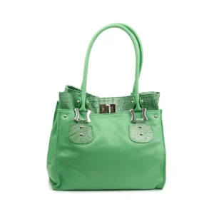 Women’s Premium Top Zip Chain Tote Bag – Elegant Green Shoulder Handbag